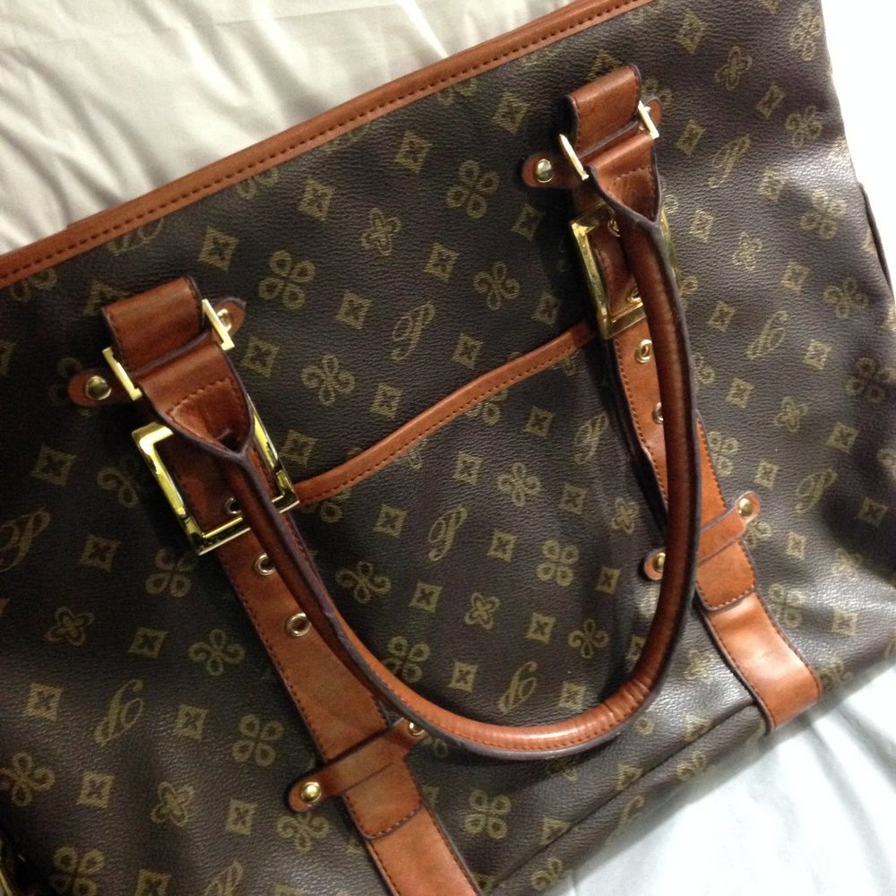 Heavy Duty Fashion Print Vintage Design Large Tote Zippered Bag, Exterior Pocket - Picture 11 of 16